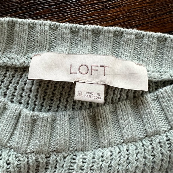 LOFT XL cropped boxy open weave mint sweater. EUC - Picture 7 of 11